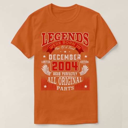 18th Birthday Tee Legends Born In December 2004 18 Tシャツ (デザイン正面)