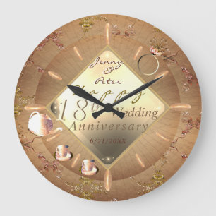 18th Cat's Anniversary 結婚 Wall Clock ラージ壁時計