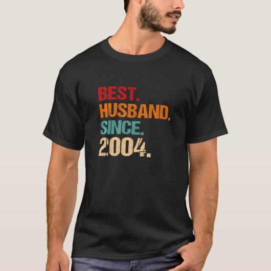 18th Wedding Anniversary Best Husband Since 2004 F Tシャツ (正面)