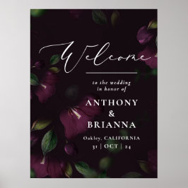 18x24インチムーディパープルブーム結婚の歓迎 ポスター