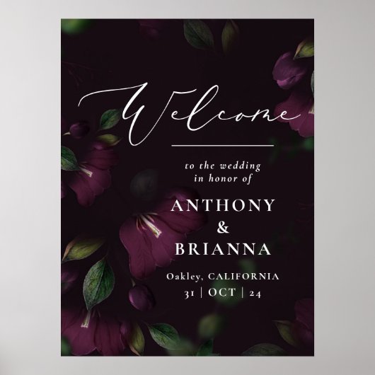 18x24インチムーディパープルブーム結婚の歓迎 ポスター (正面)