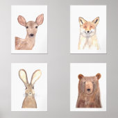 18x24ウッドランドかわいい水彩森林動物 (正面)