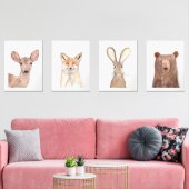 18x24ウッドランドかわいい水彩森林動物 (リビング)