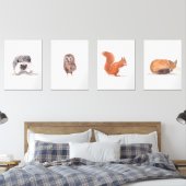 18x24 森林の可愛い水彩の森の動物セット (寝室)