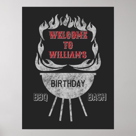 18x24 BBQバースデーパーティー歓迎サイン&ポスター ポスター (正面)