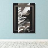 18x24"Terra’s Tender Whisper Abstract Brown Flower キャンバスプリント (インサイチュ (ウッドフロア))