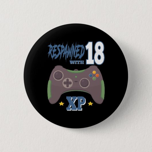 18XPでリスポーン！ゲーマー18歳の誕生日ギフト 缶バッジ (正面)