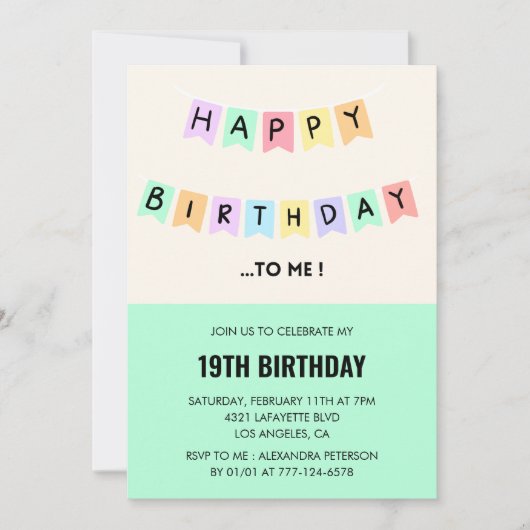 19おもしろい歳の誕生日招待状ハッピーバースデー 招待状 (正面)