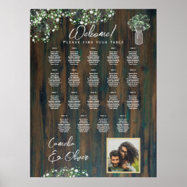 19テーブルウッド素朴ジプソフィラの写真シート ポスター