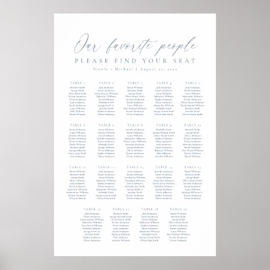 19テーブル私たちお気に入りのの人の座席表 ポスター (正面)