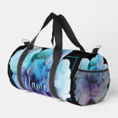 19パーソナライズされたインチダフルバッグ – 水彩フラワー ダッフルバッグ (右コーナー)