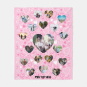 19パーソナライズされたフォトコラージュピンク、カスタム文字 フリースブランケット (正面)