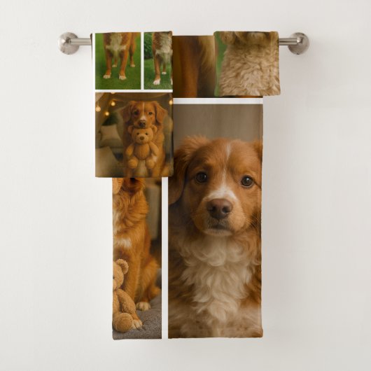 19フォトコラージュパーソナライズされたカスタム バスタオルセット (インサイチュ)