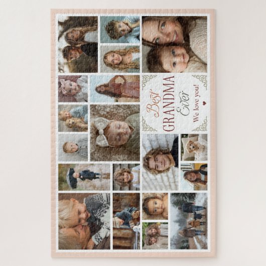 19フォトコラージュ最高のおばあちゃん今まで ジグソーパズル (縦)
