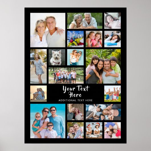 19フォトモダンコラージュカスタムカラーパーソナライズされた ポスター (正面)