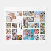 19フォトモダンコラージュ白パーソナライズされた色 フリースブランケット (正面(横))