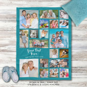 19モダンパーソナライズされたフォトコラージュティール(緑がかった色) フリースブランケット