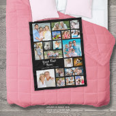 19モダンパーソナライズされたフォトコラージュ黒 フリースブランケット