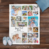 19モダンパーソナライズされた枚フォトコラージュ白 フリースブランケット