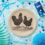 19世紀なプリントのプリマスロックの雌鶏およびオンドリ ペーパープレート (パーティー)