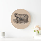 19世紀なプリントの当歳のCotswoldのヒツジ ラージ壁時計 (ホーム)