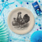 19世紀なプリントの灰色の英国のdorkingsの鶏 ペーパープレート (パーティー)