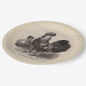 19世紀なプリントの灰色の英国のdorkingsの鶏 ペーパープレート (アングル)