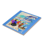 19世紀なヨットレースのプリント タイル (側面)