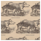 19世紀な農場のアニマルプリントのブタ ファブリック (クローズアップ)