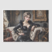 19世紀にソファに寝そべっていた女性 薄葉紙 (正面)