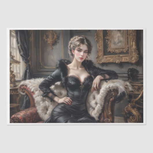 19世紀にソファに寝そべっていた女性 薄葉紙 (正面)