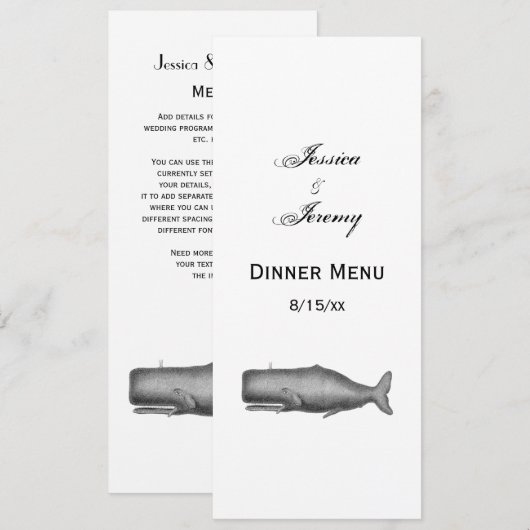 19世紀のアンティーククジラの絵 招待状 (正面/裏面)