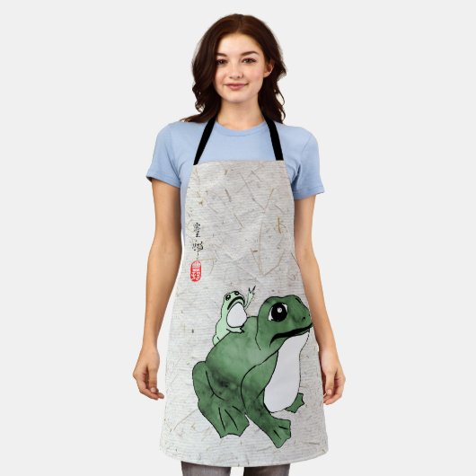 19世紀のビッグ日本のカエル小蛙 エプロン (着用した状態)