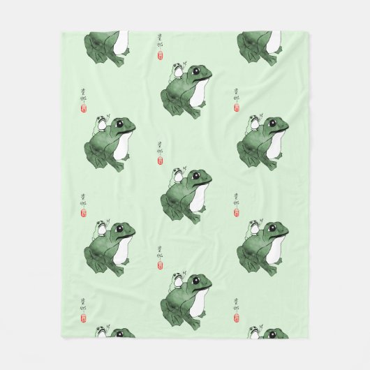 19世紀のビッグ日本のカエル小蛙 フリースブランケット (正面)