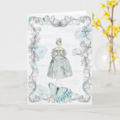 19世紀のファッショングリーティングカード カード (黄色い花)