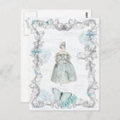 19世紀のファッションヴィンテージはがき（青） ポストカード (正面/裏面)
