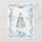 19世紀のファッションヴィンテージはがき（青） ポストカード (正面)