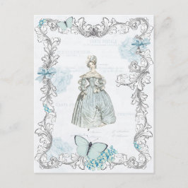 19世紀のファッションヴィンテージはがき（青） ポストカード