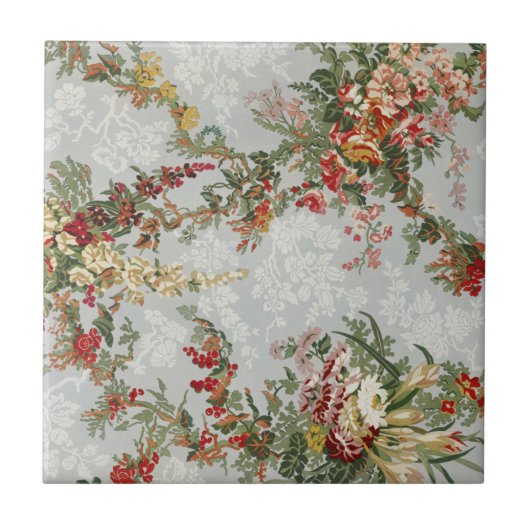 19世紀のフローラ工芸  タイル (正面)