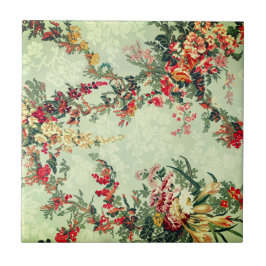 19世紀のフローラ工芸   タイル