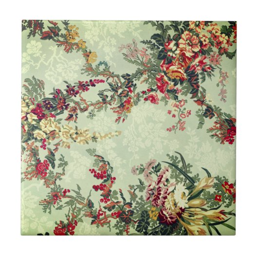 19世紀のフローラ工芸   タイル (正面)