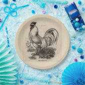 19世紀のプリント白いドークルースター ペーパープレート (パーティー)