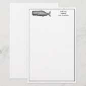 19世紀のヴィンテージ風クジラのイラスト 便箋 (正面/裏面)