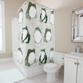 19世紀の不機嫌日本のなカエルのトリオ シャワーカーテン (インサイチュ)