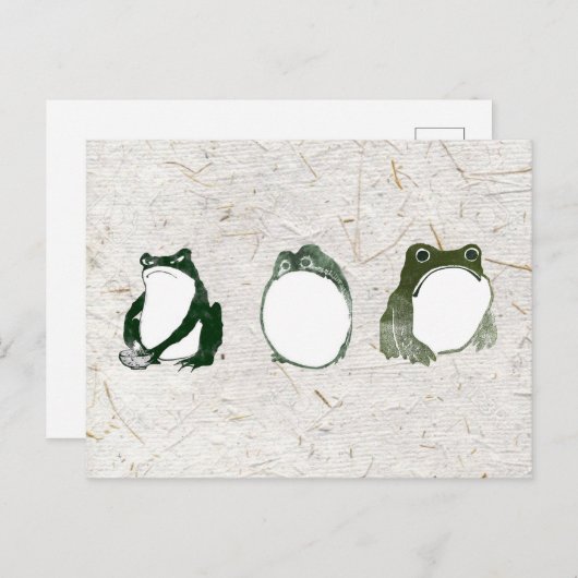 19世紀の不機嫌日本のなカエルのトリオ ポストカード (正面/裏面)