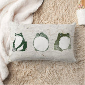 19世紀の不機嫌日本のなカエルのトリオ ランバークッション (ブランケット)