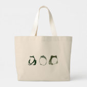 19世紀の不機嫌日本のなカエルのトリオ ラージトートバッグ (裏面)