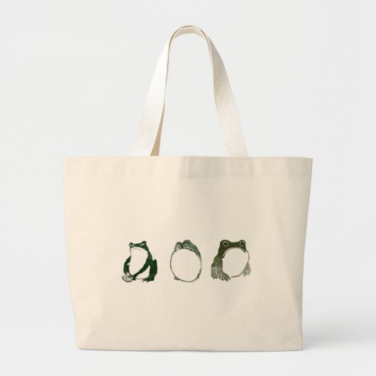 19世紀の不機嫌日本のなカエルのトリオ ラージトートバッグ (正面)