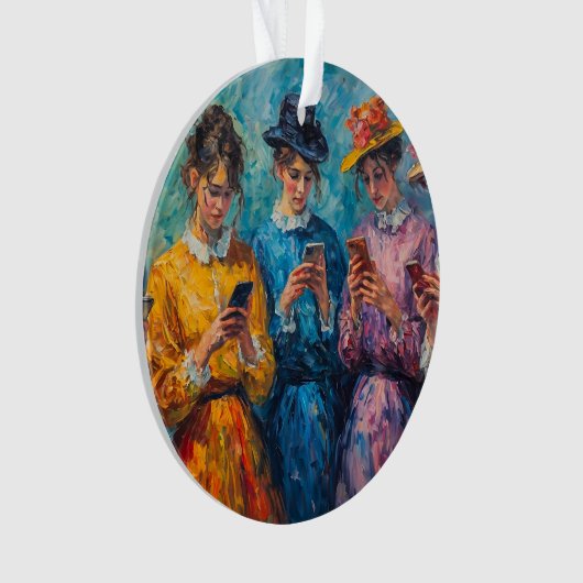 19世紀の人々が電話を使頭が切れるう オーナメント (正面)