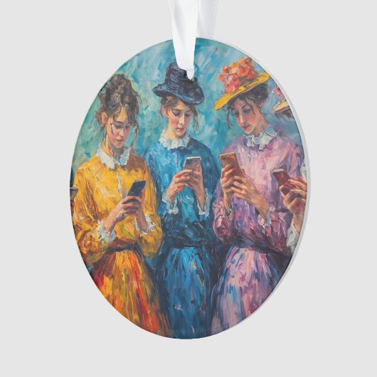 19世紀の人々が電話を使頭が切れるう オーナメント (正面)